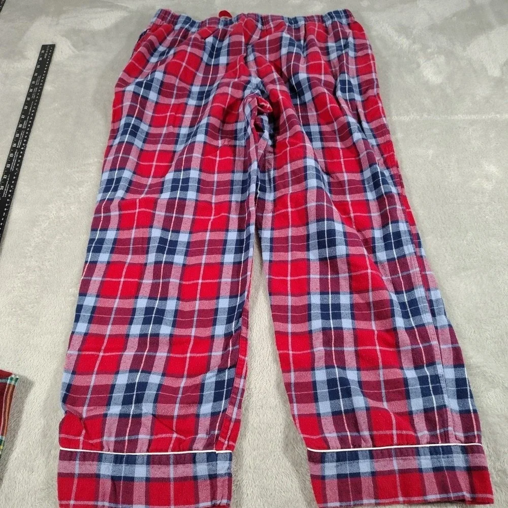 Lot‎ O 2 Lands' End Flannel Pajama Pants Ladies L Red Plaid Camping Warm Winter